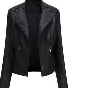 Womens faux leather motorcycle jacket
